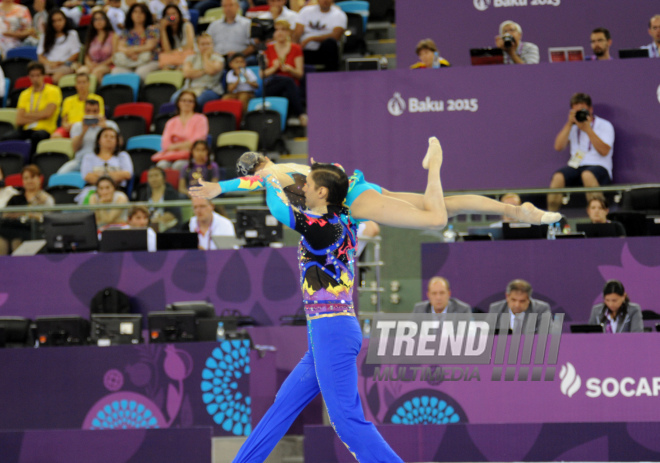 İlk Avropa Oyunları çərçivəsində gimnastika üzrə yarışların növbəti mərhələsi davam edir. Bakı, Azərbaycan, 17 iyun 2015